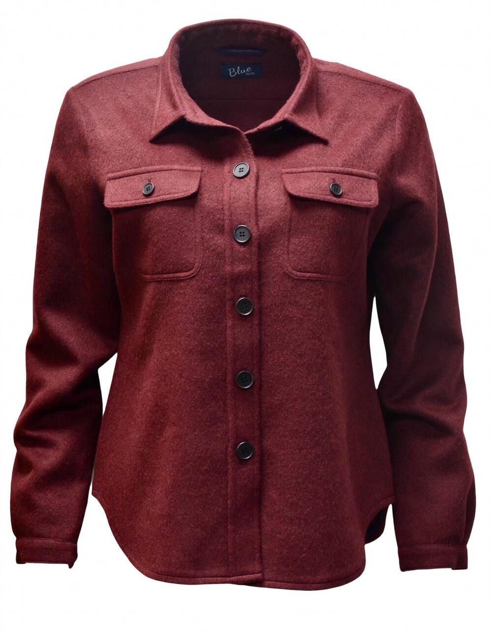 NEW BLUE 1899 women's alpaca shacket in burgundy